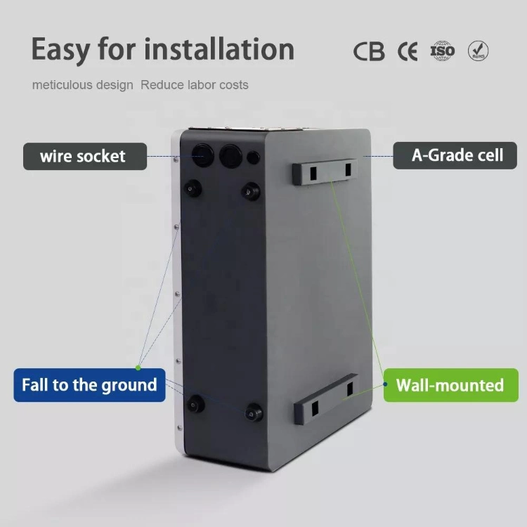 Hfie Easy Installation IP65 Protection Class 6000 Cycles Wall-Mounted 48V 102ah 5kwh LiFePO4 Power Wall Lithium Batteries Residential Energy Storage