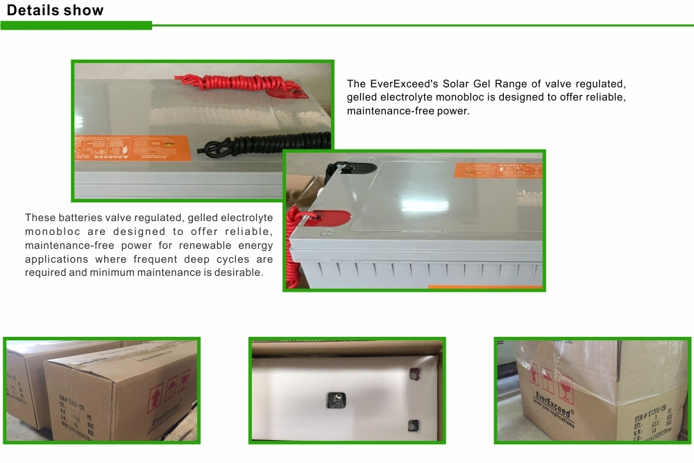 Everexceed Factory Price 12V 200ah Deep Cycle Solar Gel Lead Acid Battery for Solar / Telecom / Communication / Solar Street Light